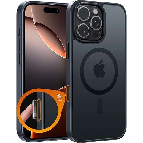 Cover posteriore magnetica nera opaca per iPhone 16 Pro Max (1/2)
