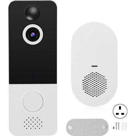 Sonnette vidéo WiFi 1080P, vision nocturne PIR, application à distance avec carillon pour villa, maison, bureau, appartement, prise UK 100-240V (1/5)