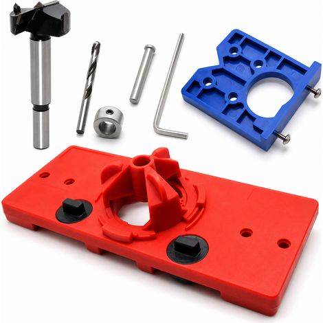 Gabarit de Perçage Charnière 35 mm pour Menuiserie Rouge (1/5)