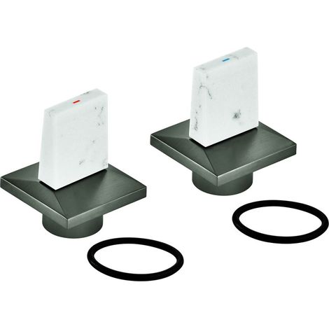 Grohe Griffpaar für Allure Brilliant L-Size mit Temperaturanzeige Rot/Blau, Hard Graphite gebürstet, 101334AL00 (1/2)