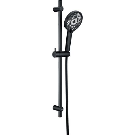 Ensemble de douche 70cm noir, barre réglable, douchette 3 jets, installation facile (1/5)