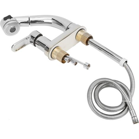 Robinet de Lavabo Évier Extensible Rotatif avec Douchette G1/2 pour Eau Chaude et Froide (1/5)