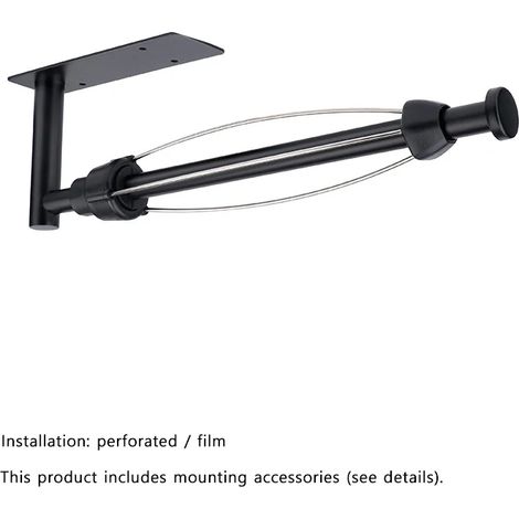 Porte-rouleau de papier (noir) mural, organisateur de cuisine, support pour film alimentaire en acier inoxydable, outil d'installation inclus (1/5)