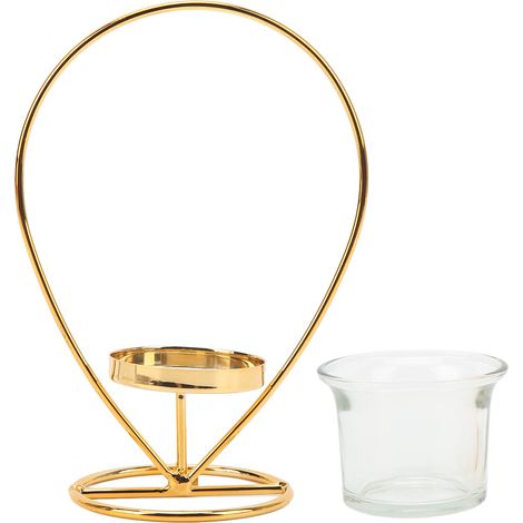 Portacandele geometrico a forma di fiocco, con coppa in vetro removibile, placcato oro, impermeabile, decorativo, ideale per matrimoni. (1/5)