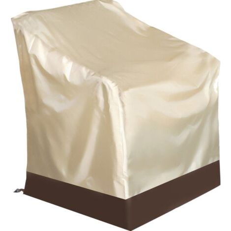 PA Terrassenstuhl-Abdeckung 90 x 93 x 83 cm, strapazierfähiger Outdoor-Stuhlbezug aus Oxford-Stoff, wasserdicht und wetterbeständig für Ihren Terrassen-Loungesessel mit tiefem Sitz (Beige und Bra (1/4)