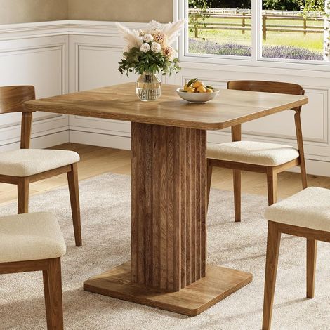 Tribesigns Esstisch, 90 cm x 80 cm x 75 cm Kleiner Küchentisch, Esszimmertisch aus Holz für 2-4 Personen mit geriffeltem Untergestell, Esstisch im Landhausstil für Esszimmer, Küche und Wohnzimmer
