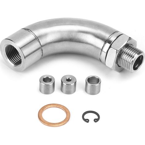 Raccord de capteur d'oxygène, connecteur de rericteur de capteur d'oxygène en forme de J avec inserts de débit de gaz réglables Vérifier la lumière du moteur Éliminer. (1/5)