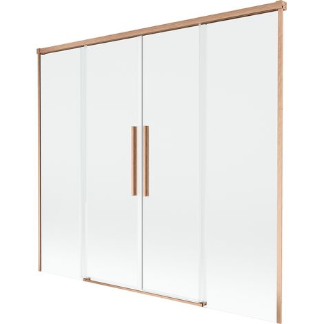 Mexen Rox Duschwand, 2-flügelig, verschiebbar, 190 x 150 cm, transparent, gebürstetes Kupfer - 8C9-190-002-65-00