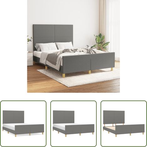Kopfteil - Bettgestell ohne Matratze Dunkelgrau 140x200 cm Stoff (1/5)