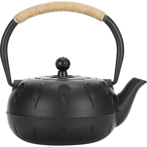 1 Théière en fonte 0,6L bec verseur droit surface texturée style vintage pour infusion thé (1/5)
