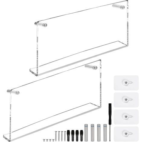 Set di 2 portariviste da parete in acrilico - 40 cm - Trasparenti - Per ufficio, studio, camera da letto, scuola, soggiorno (1/5)