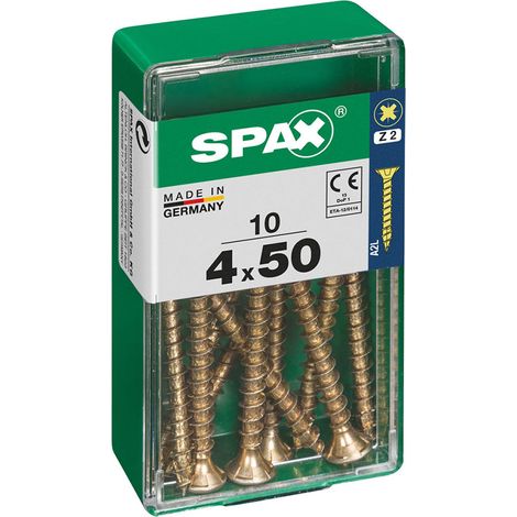 Boîte 10 Unités. Vis A Bois Spax Cab. Plat Yellox 4.0x50mm Spax (1/2)