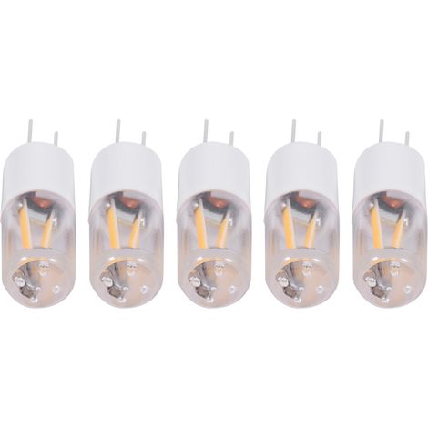 Ampoule LED à filament COB G4 AC/DC12V 1,5W, forme ronde, neuve (5 pièces, blanc chaud) (1/4)