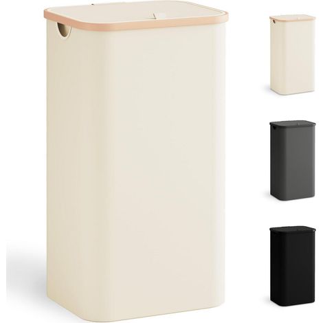 Wäschekorb 100L mit Deckel, faltbar, schmal, Beige (1/5)