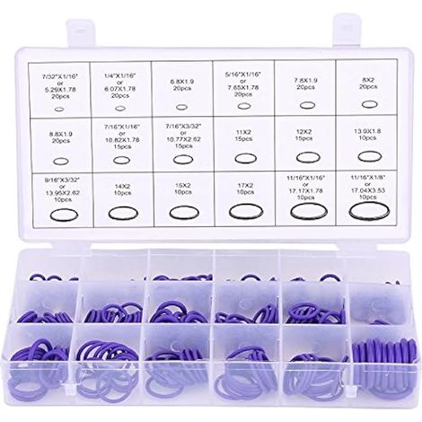 Joints toriques Caoutchouc O-ring - 270pcs Kit d'Assortiment de Joint Torique d'étanchéité caoutchouc Outil Réparation Système Climatisation Auto(Violet) (1/4)