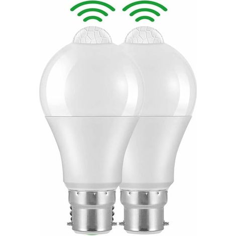 Bombilla LED con sensor de movimiento de bayoneta B22, 12 W, 1020 lm, blanco frío 6000 K, CIR 85, IP42, resistente al agua, ahorro de energía, no regulable (1/5)