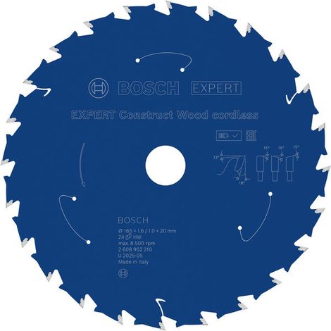 Bosch Construct Wood Circular Saw Blade 165 x 1.6/1 x 20 mm T24 2608902210 (1/4)