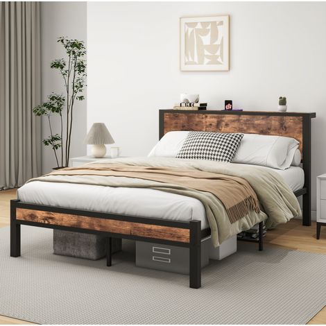 CHICFURN Canapé lit en lin gris avec éclairage intégré et port de charge 160 x 200 (1/5)