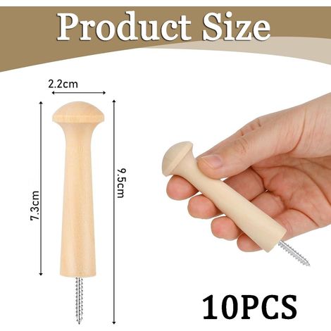10 ganci da parete in legno naturale per appendere vestiti, cappelli, chiavi, sciarpe, asciugamani - Perfetti per camera da letto, bagno, cucina - ALTRO (1/3)