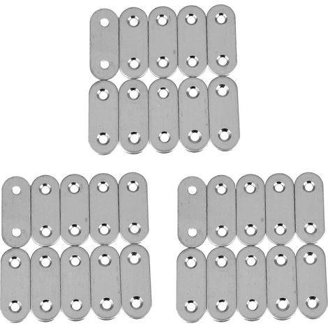 Plaques de réparation plates, supports de fixation et d'assemblage 40 x 15 mm, lot de 30 (1/5)