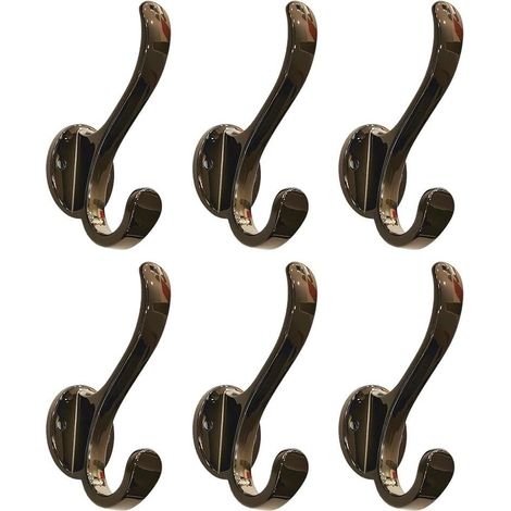 Wall-Mounted Coat Rack with Double Hooks, Heavy-Duty ABS, 10lb Capacity (Black) (1/5)