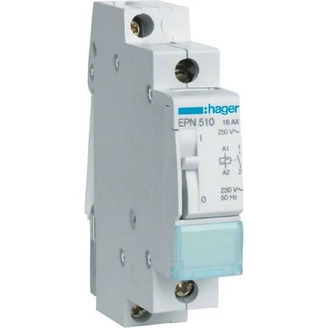 Hager – Télérupteur 1F 230V 16A – Accessoire tableau électrique pour installation à vis – Cuivre et plastique – Fréquence 50/60Hz