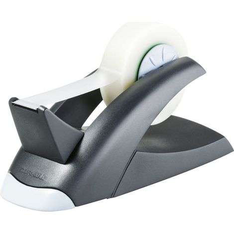 DURABLE 771701 - Dispenser per nastro adesivo Vegas, stabile, per nastri lunghi fino a 33 m e larghi 19 mm, con nastro, nero (1/4)