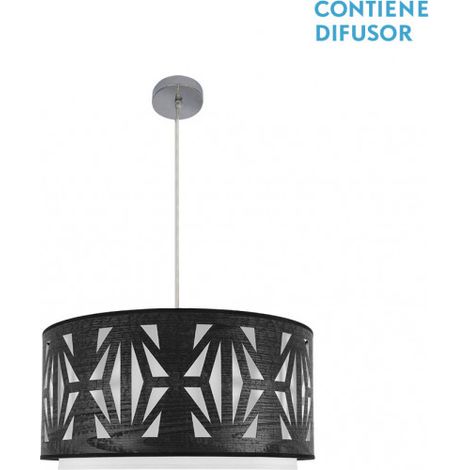Colgante Katerina 3xe27 Cromo/madera Negra Regx60x60 cm