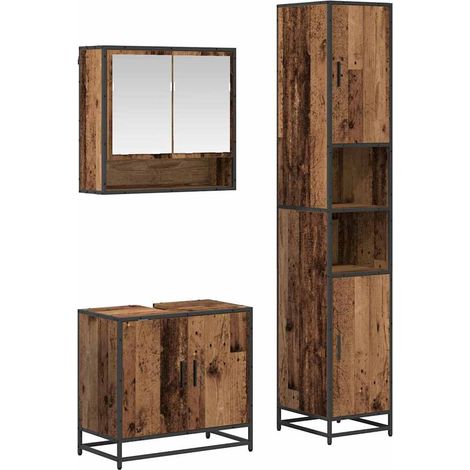 Ensemble de mobilier de salle de bain 3 pcs Bois Ancien CFW532771 (1/5)