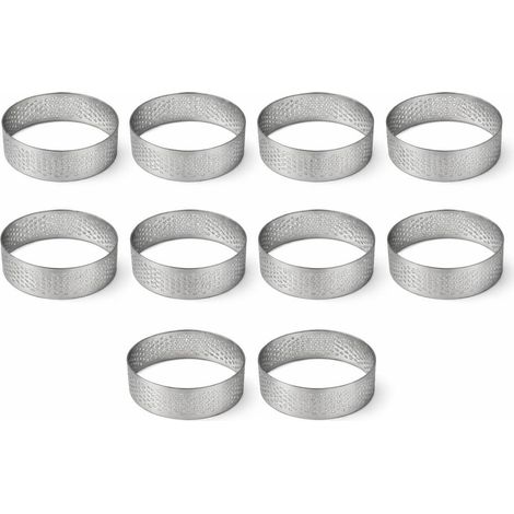 Cercle à Pâtisserie, Anneaux à Perforés en Acier Inoxydable, Anneaux à Tarte Rond Cercle Perforé Patisserie Moule à Tartes Pâtisseries, 5 cm, pour Gâteaux en Mousse Pizzas Muffins Lot de 10 (1/5)