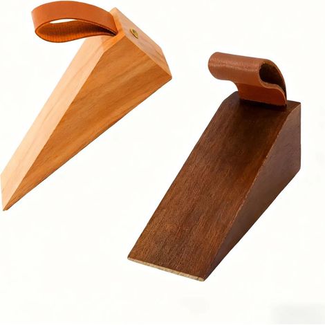 2-teiliger Türstopper aus Massivholz (Buche & Schwarznuss) – Rutschfester Türstopper mit Gummiauflage – Verstellbar von 5–30 mm, geräuscharm und stoßdämpfend – Für schwere Türen