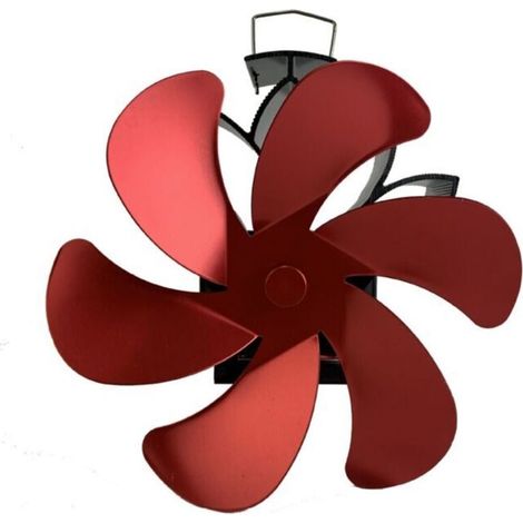 Ventilateur de poêle à bois – Ventilateur de cheminée à énergie thermique à 6 pales – Ventilateur silencieux pour poêle à bois/cheminée (rouge)