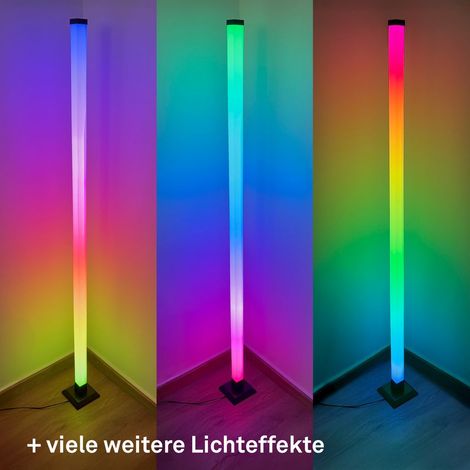 BRILONER Lampadaire LED RVB, noir dimmable avec télécommande RGBIC changement de couleur dynamique hauteur 150 cm lampe salon gaming chambre enfant