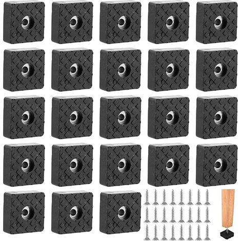 APACALI 50 Pièces Coussinets en Caoutchouc pour Meubles, 30mm Noir Patins Antidérapants en Caoutchouc de Protection, Pied de Chaise Patins Protection avec 24 vis pour Chaises de Jardin,Table,Canapé (1/5)
