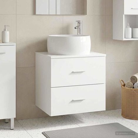 Vanité de lavabo mural Blanc 49,5 x 44,5 x 66 cm, Design Moderne (1/5)