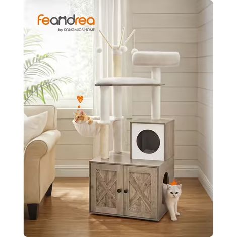 Kratzbaum für Katzen, 84 cm, Kratzbaum für Hauskatzen mit Katzenspielzeug und interaktivem Auto-Groomer-Ball für Kätzchen und erwachsene Katzen (1/5)