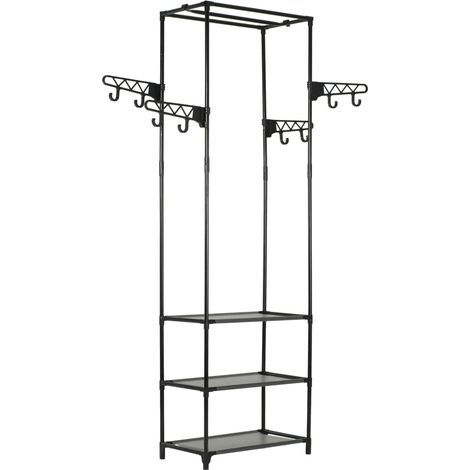 vidaXL Porte-vêtements Acier et tissu non-tissé 55x28,5x175 cm Noir