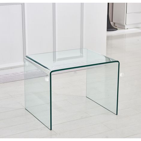 Beistelltisch 50x40x45 cm transparent aus gehärtetem Glas vielseitig stapelbar (1/5)