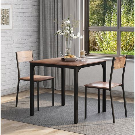 MEUBLIV Ensemble table à manger avec 2 chaises 70x70 cm brun vintage gain de place (1/5)