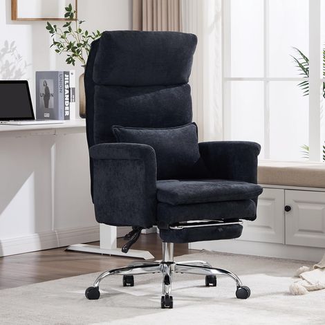 UEV Chaise de Loisirs 226 kg(500lb), Fauteuil Pivotant en Chenille, Appuie-Tête et Accoudoirs Rabattables, Coussin Double Couche, 90-150 ° inclinable, Siege Large avec Oreiller Lombaire, Noir (1/5)