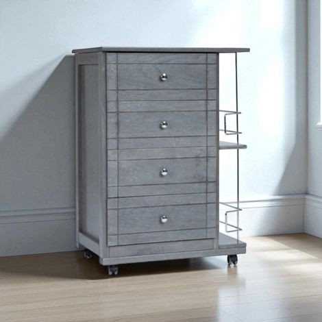 Carrello da cucina GIADA con 4 cassetti e portabottiglie Grigio (1/5)