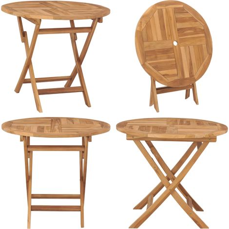 Tavolo da Giardino Pieghevole 85x76cm in Legno Massello di Teak - Tavolo in teak - Tavolo da pranzo all'aperto