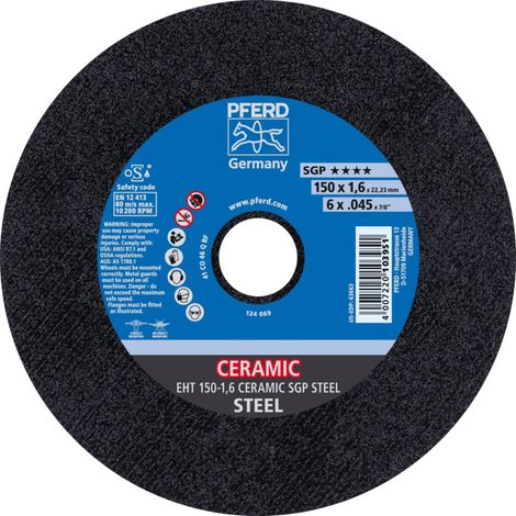 PFERD TOOLS Trennscheibe EHT 150x1,6x22,23 mm gerade CERAMIC Speziallinie SGP STEEL für Stahl 25 Stk (1/4)