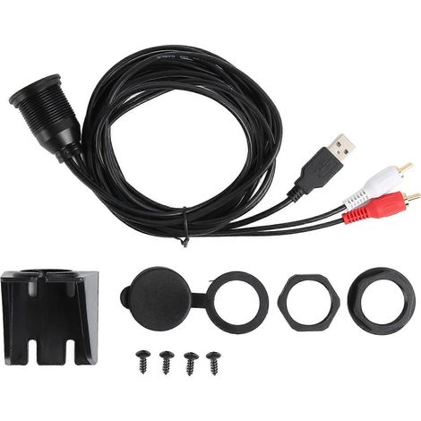 Câble Extension USB Étanche Kit Montage Affleurant 3.0 vers 2 RCA Mâle vers Prise AUX 3.5mm Femelle, Connecteur Platine Voiture (1/5)