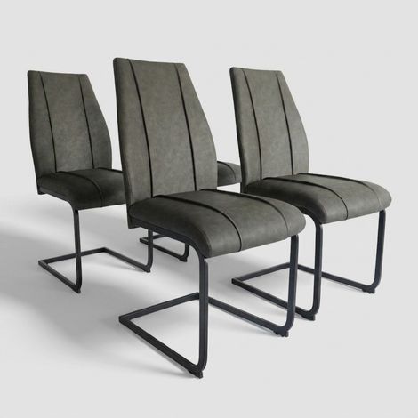 Set 4 sedie sala da pranzo con design elegante Crescent - Grigio