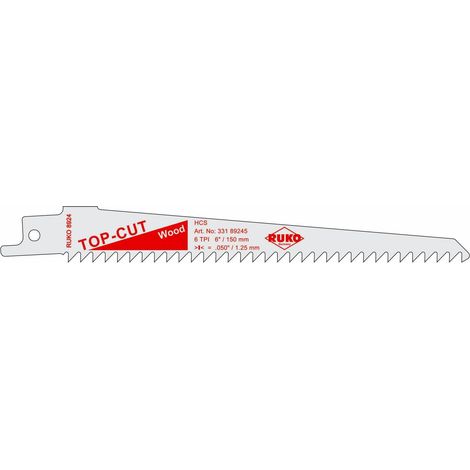 RUKO 33189245 PACK DE 5 SIERRAS DE SABLE HCS ACERO (BOSCH S 644 D) LARGO 150 MM PASO 4,2 MM