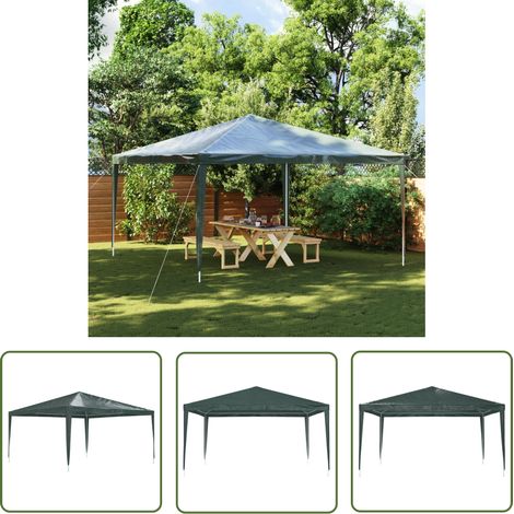 The Living Store Tente de réception professionnelle 4x4 m Vert 90 g/m² - Tents Reception - Abri Jardin - Gazebo - Parasol - Structure Extérieure (1/5)