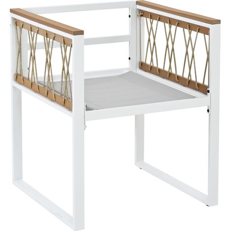 Set de table et chaises 7 pièces, 6 personnes, table verre durci, pieds plastique et bois, idéal pour cour ou terrasse, couleur beige. (1/5)