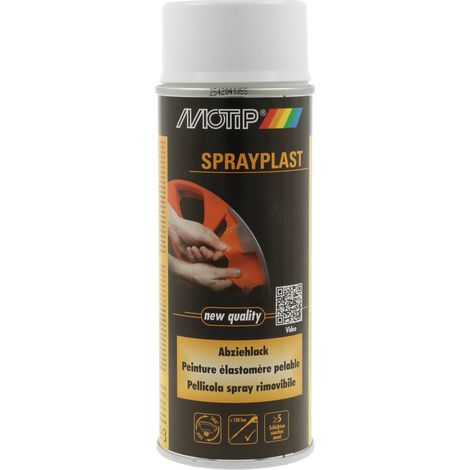PEINTURE PELABLE ESLASTOMERE SPRAYPLAST BLANC BRILLANT AEROSOL 400ML MOTIP