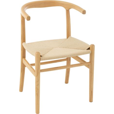 Chaise en bois avec assise en corde Naturel 56x52x76 cm (1/5)